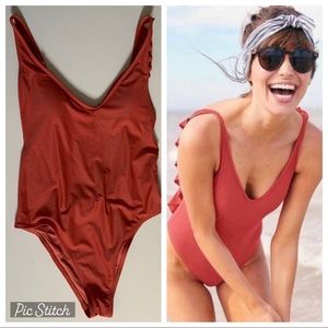 Aerie Scoop Back Ruffle One Piece Swimsuit